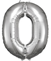 Silberner Zahl 0 Folienballon 88cm