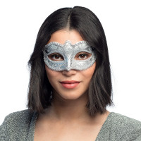 Widok: Srebrna maska na oczy w kształcie kulki Venezia