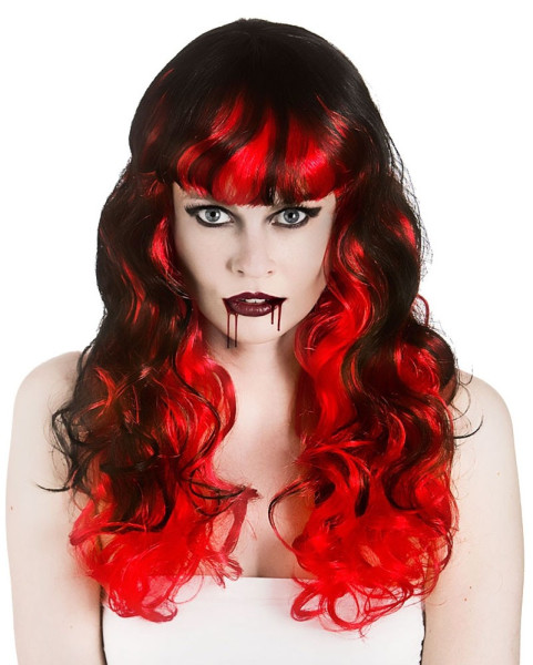 Curly Vampiress Wig Black-Red