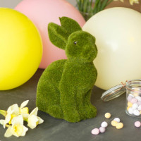 Oversigt: Grønt græs kanin dekorationsfigur 25cm