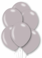 10 silver metallic latex balloons 27.5cm