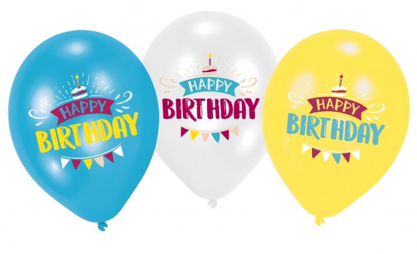 6 verjaardagswensen ballonnen 28cm