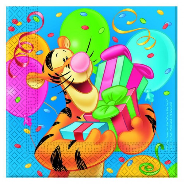 20 Winnie the Pooh Happy Birthday Tigger napkins 33x33cm