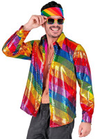Vista previa: Camisa de lentejuelas arcoíris para hombre.