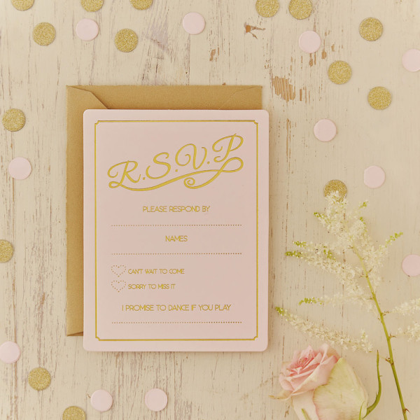 10 cartes d'invitation Vintage Rosy rsvp