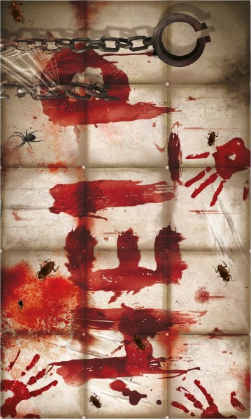 Gruselige Zombie Folterkammer Ausschnitte Wanddekoration 12-Teilig 4