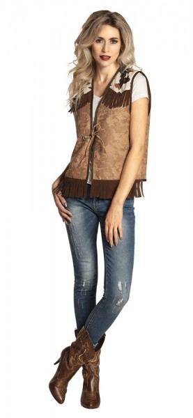Cow stain fringed vest for women
