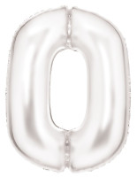 Folieballong nummer 0 pärlemor vit 90cm