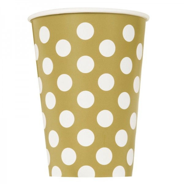 6 paper cups Tiana Gold Dotted 354ml
