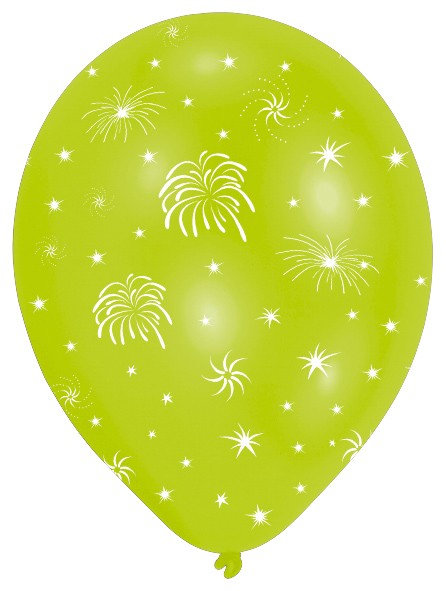 6 Silvester Feuerwerk Luftballons Bunt 27,5 cm 2