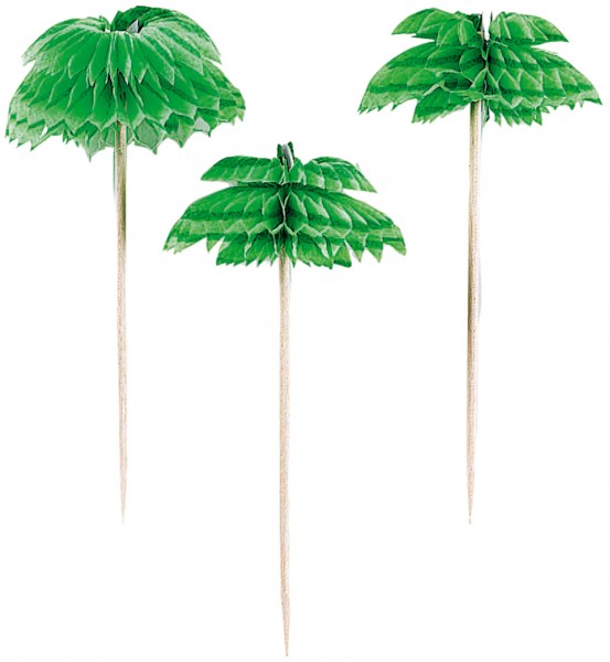 12 tropiske palmespyd i træ 7,6cm