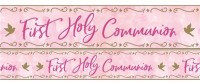 Bannière feuille de communion rose 2,7 m