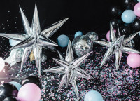 Förhandsgranskning: 3D folieballong stjärna silver 95cm