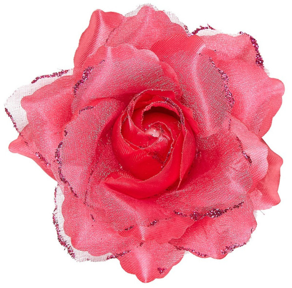 Różowa spinka do włosów z różowym różem