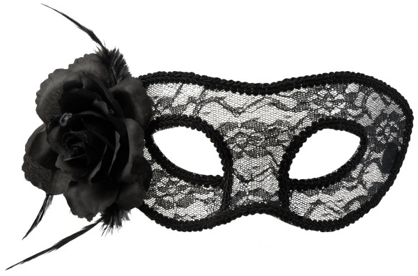 Máscara veneciana de encaje con flor