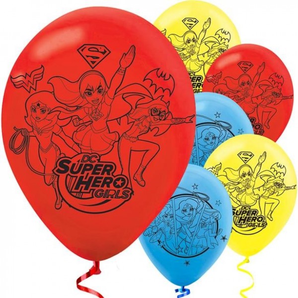 6 ballons en latex DC Superhero Girls 28cm