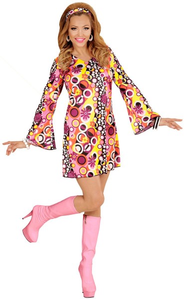Pink Flower Girl Hippie Kostuum
