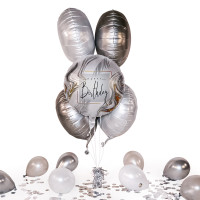 Vorschau: Heliumballon in der Box Modern Silver Birthday