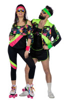 Anteprima: Costume da donna da aerobica anni '80 nero-neon
