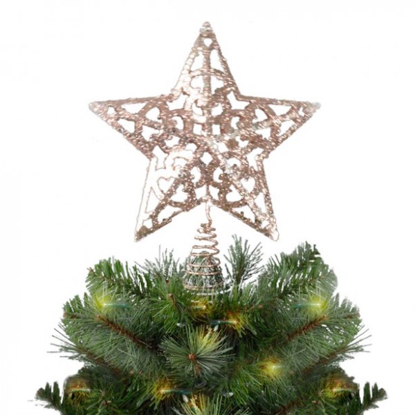 Tapa árbol de Navidad estrellas doradas 25cm