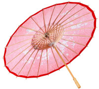 Preview: Red umbrella with an Asian pattern