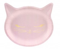 6 Kiki Cat Paper Plates Pink 22cm x 20cm