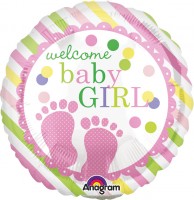 Vorschau: Stabballon welcome baby girl gestreift