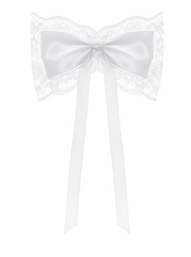 4 satin decorative bows lace white 14cm 2