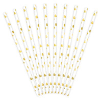 10 golden hearts paper straws 19.5cm