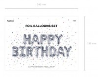 Vorschau: Happy Birthday Ballon silber 3,4m x 35cm
