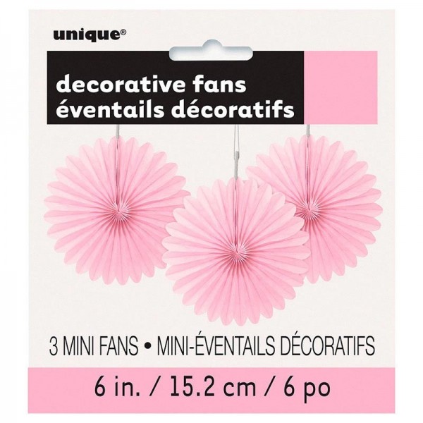 Decoratieve waaier bloem roze 15cm set van 3