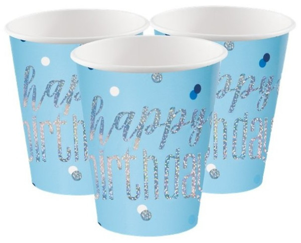 8 Blue Dots Birthday paper cups 266ml
