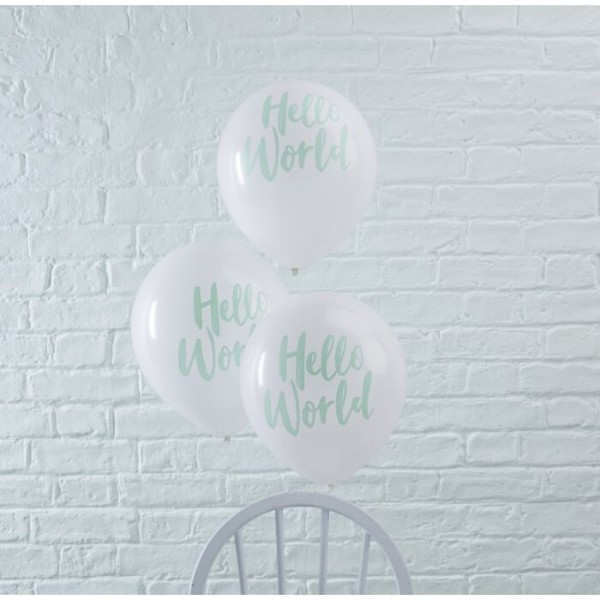 10 ballons Hello World 30cm