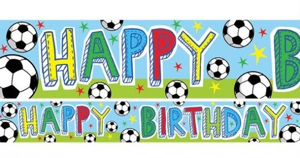 3 tillykke med fødselsdagen fodbold bannere 1m