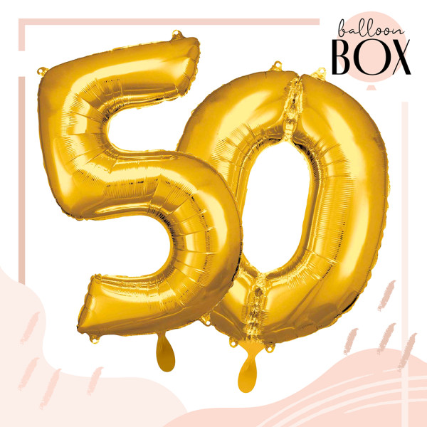 10 Heliumballons in der Box Golden 50 2