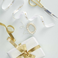 3 gold Home for Christmas gift ribbons