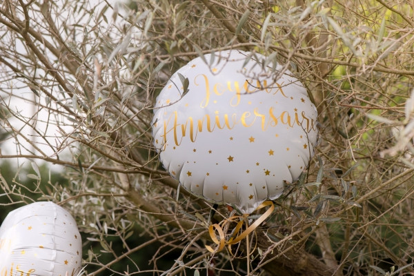 Joyeux Anniversaire Ballon weiß-gold 45cm 5