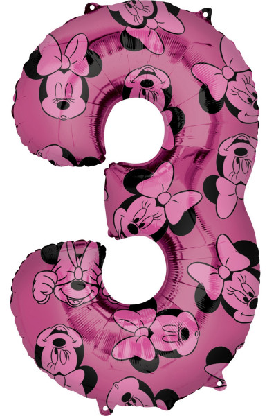 Minnie Mouse nummer 3 ballong 66cm