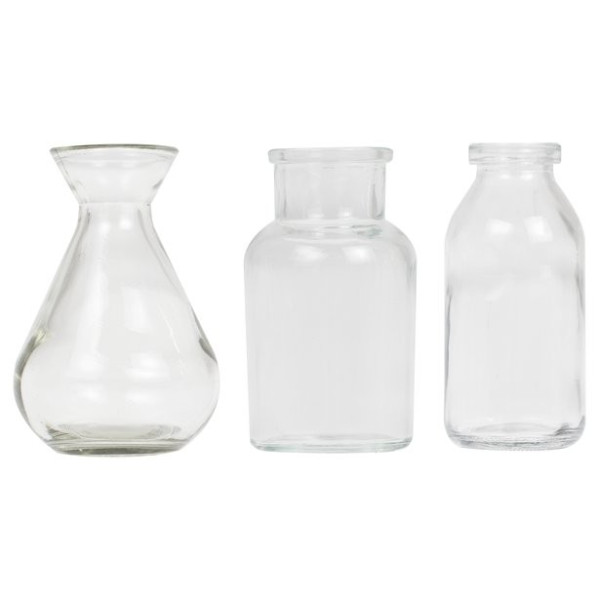 Mini glass vases set 3 parts 10cm
