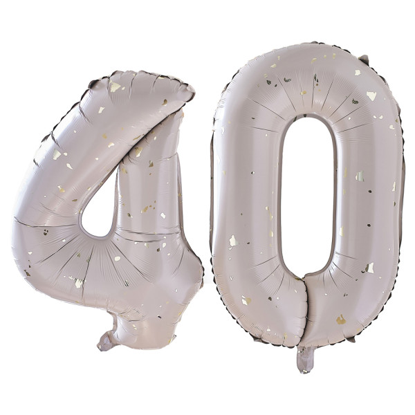 Folieballonnen nummer 40 crème-goud elegantie 66cm