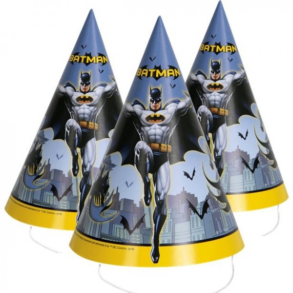 8 Batman Hero party hats 10.5cm