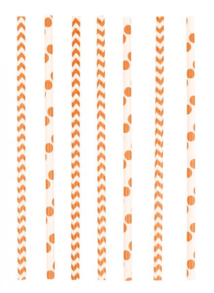 24 pajitas de papel Summerfeeling naranja 19.5cm