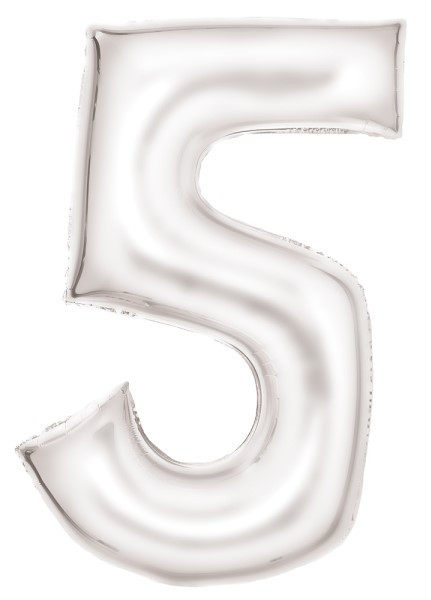 Palloncino foil numero 5 madreperla bianco 89 cm