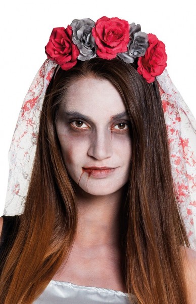 Bloemrijke horror bruid sluier