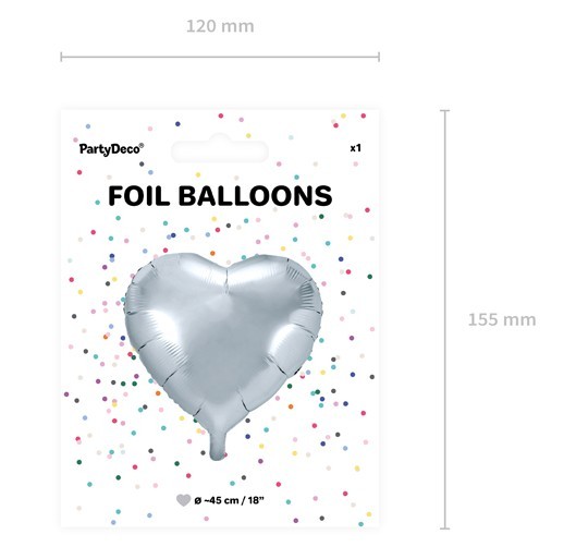 Herzilein folieballon zilver 45cm