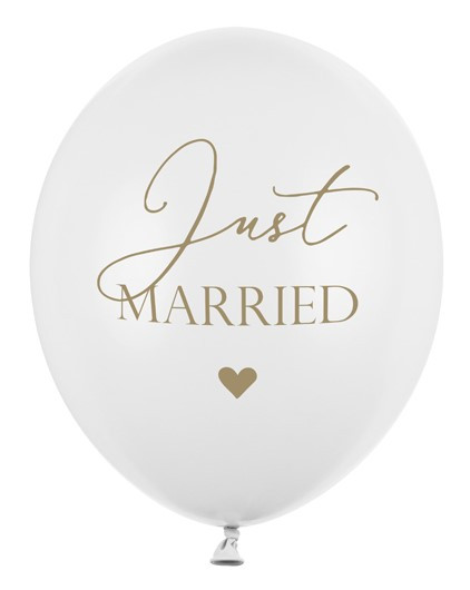 50 balloons just married white 30cm