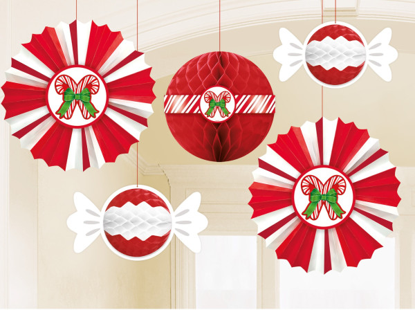 Słodki zestaw świątecznych dekoracji wiszących składający się z 5 sztuk