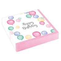 20 servetten Happy Birthday Pastel 25 x 25cm