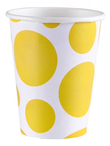 8 gobelets en papier sweet dots jaune 266ml