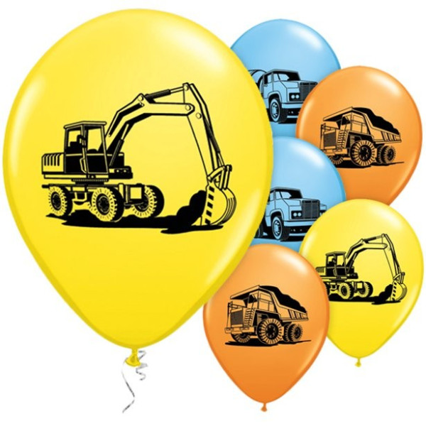 25 construction site party balloons 28cm
